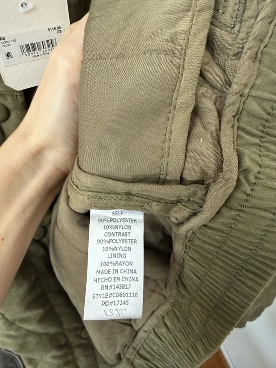 Altar'd State Olive Quilted Bomber with Brown Floral Appliqué - Picture 6 of 7